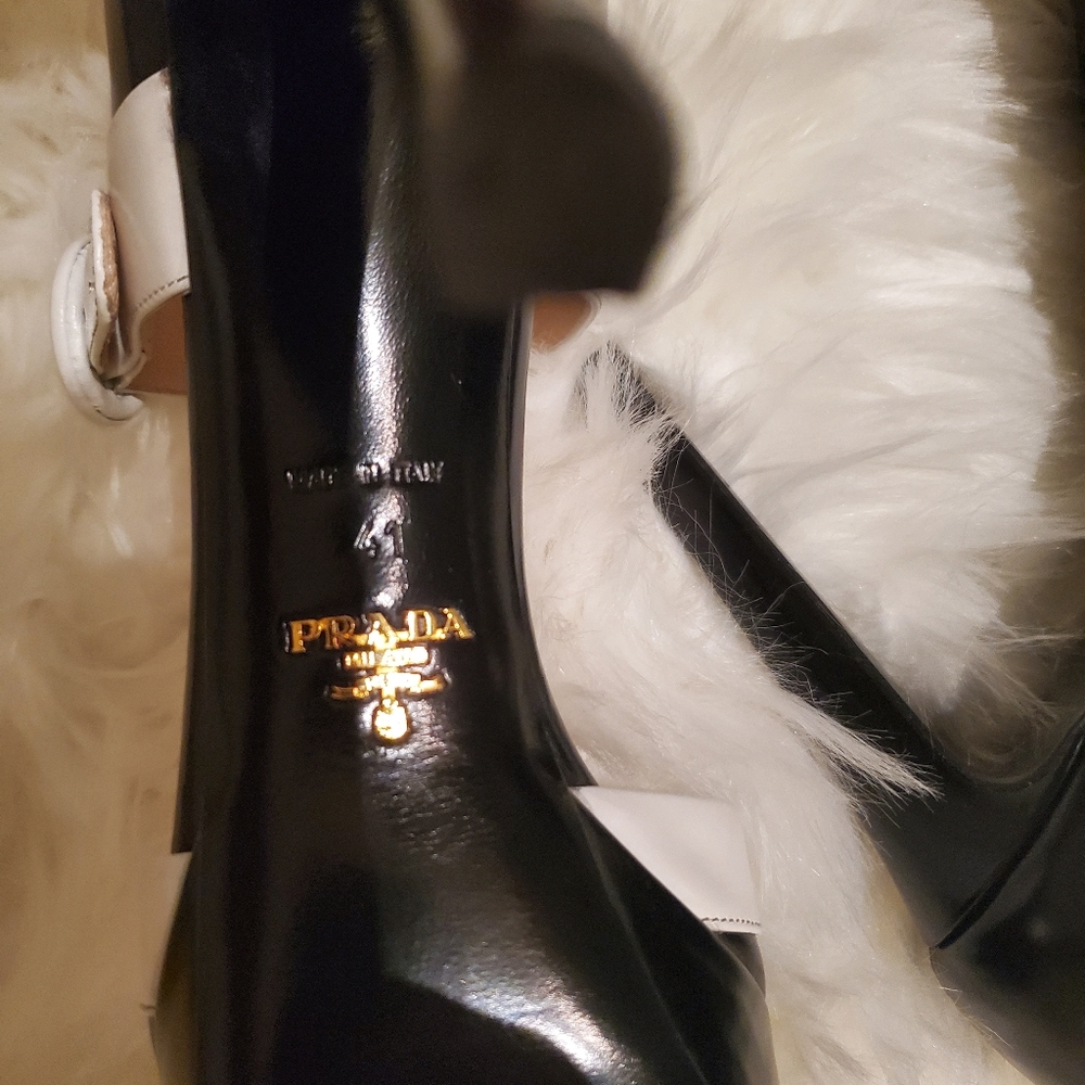 Prada Spazzolato Nero Talco Platform Heels - Picture 8 of 14